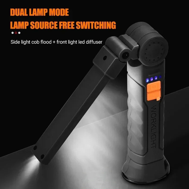 Lámpara de Trabajo LED COB Recargable con Imán y Gancho