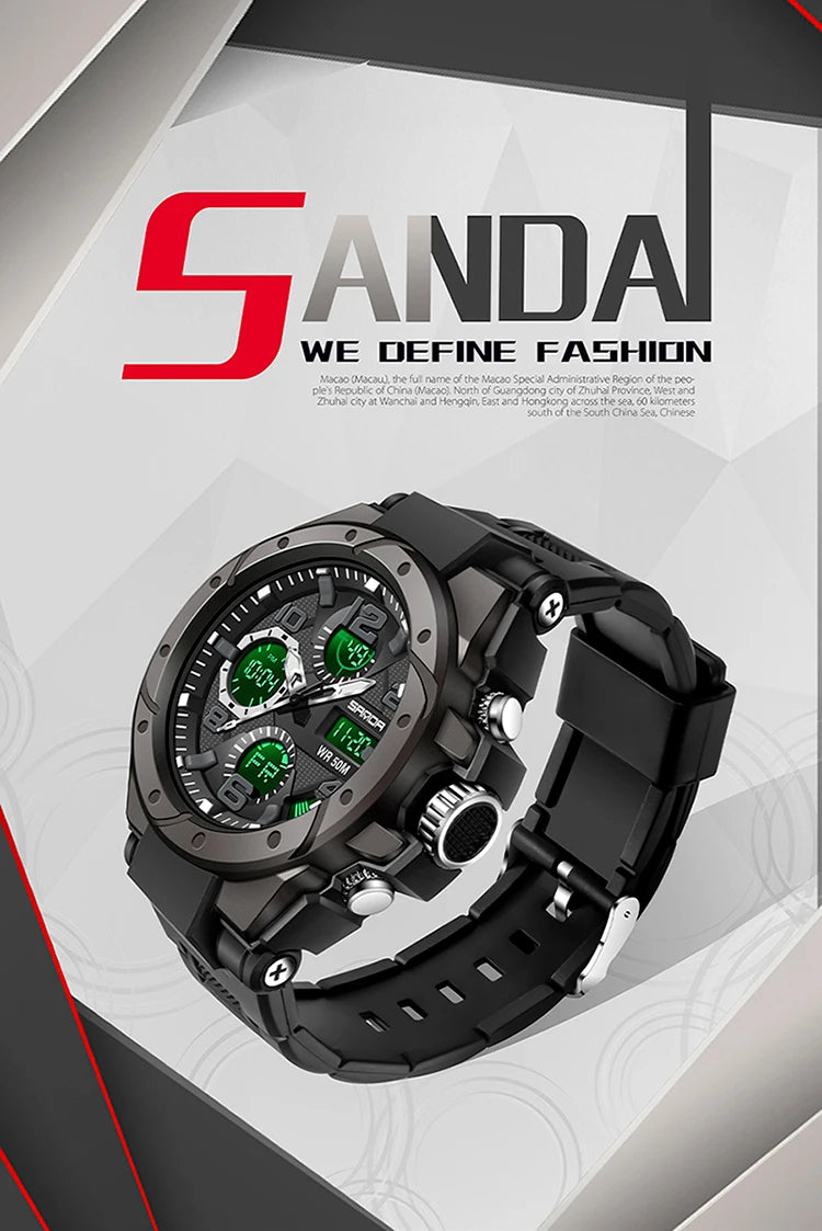 Reloj Militar SANDA Digital LED Doble Pantalla para Hombre