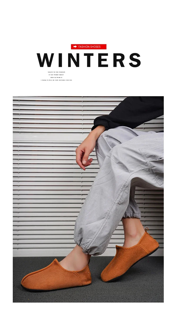 YRZL zapatos de algodón de invierno para hombre, zapatillas ligeras sin cordones cálidas, mocasines de algodón de felpa para dormitorio y hogar, zapatos cálidos de invierno Unisex