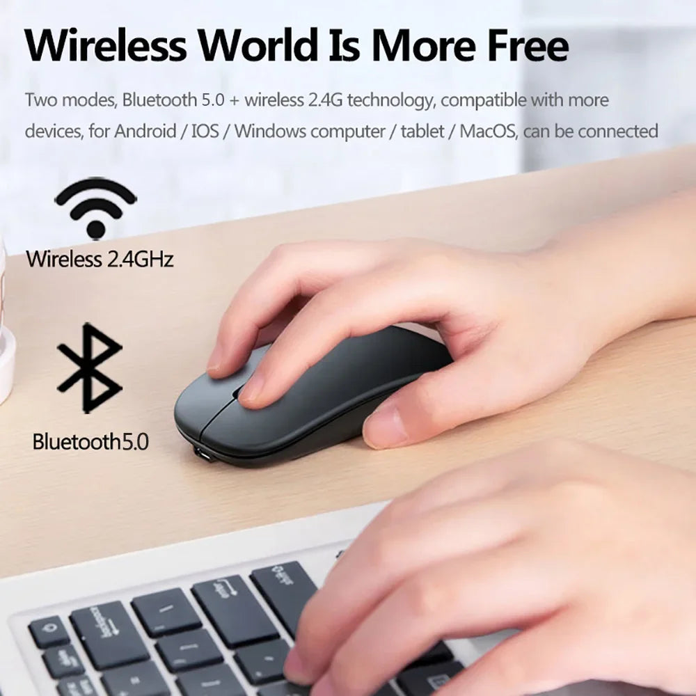 Nuevo ratón inalámbrico Bluetooth, ratón óptico recargable USB para ordenador, portátil, PC, Macbook, ratón para juegos, Gamer, 2,4 GHz, 1600DPI