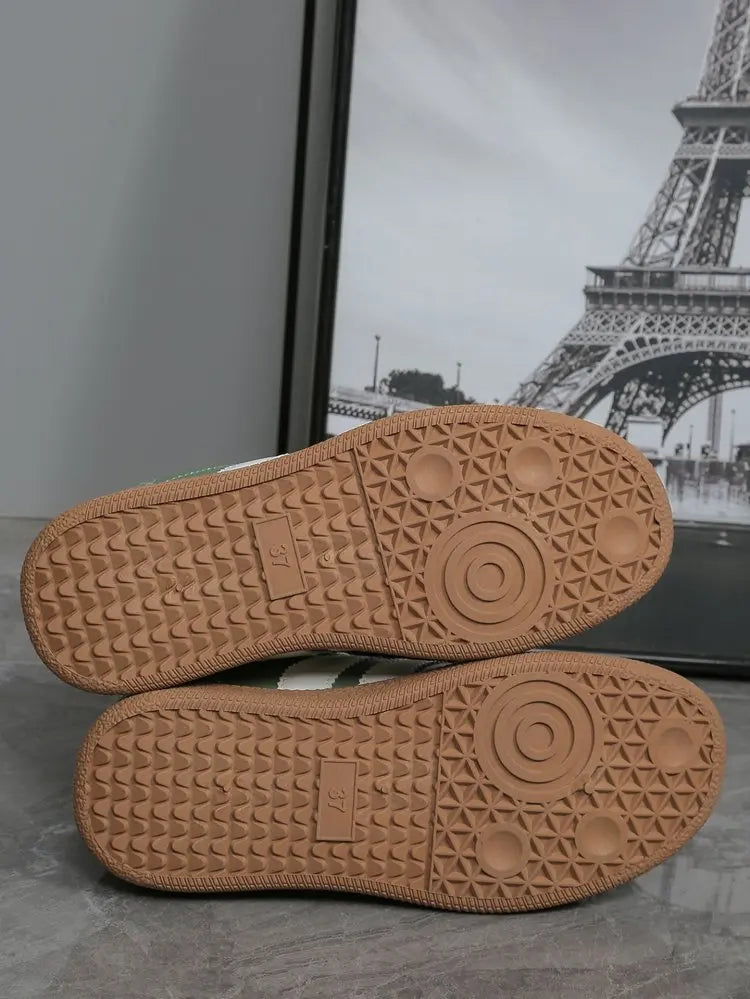 Zapatillas ligeras y cómodas para mujer, zapatos deportivos con cordones a rayas a la moda, zapatillas informales transpirables verdes de talla grande