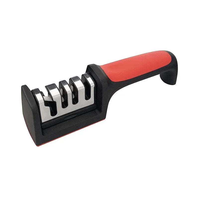 Afilador de Cuchillos de Cocina de 3 Segmentos, Multifuncional, Manual, 3/4 Usos, Piedra de Afilar Negra, Herramientas para Afilar Cuchillos