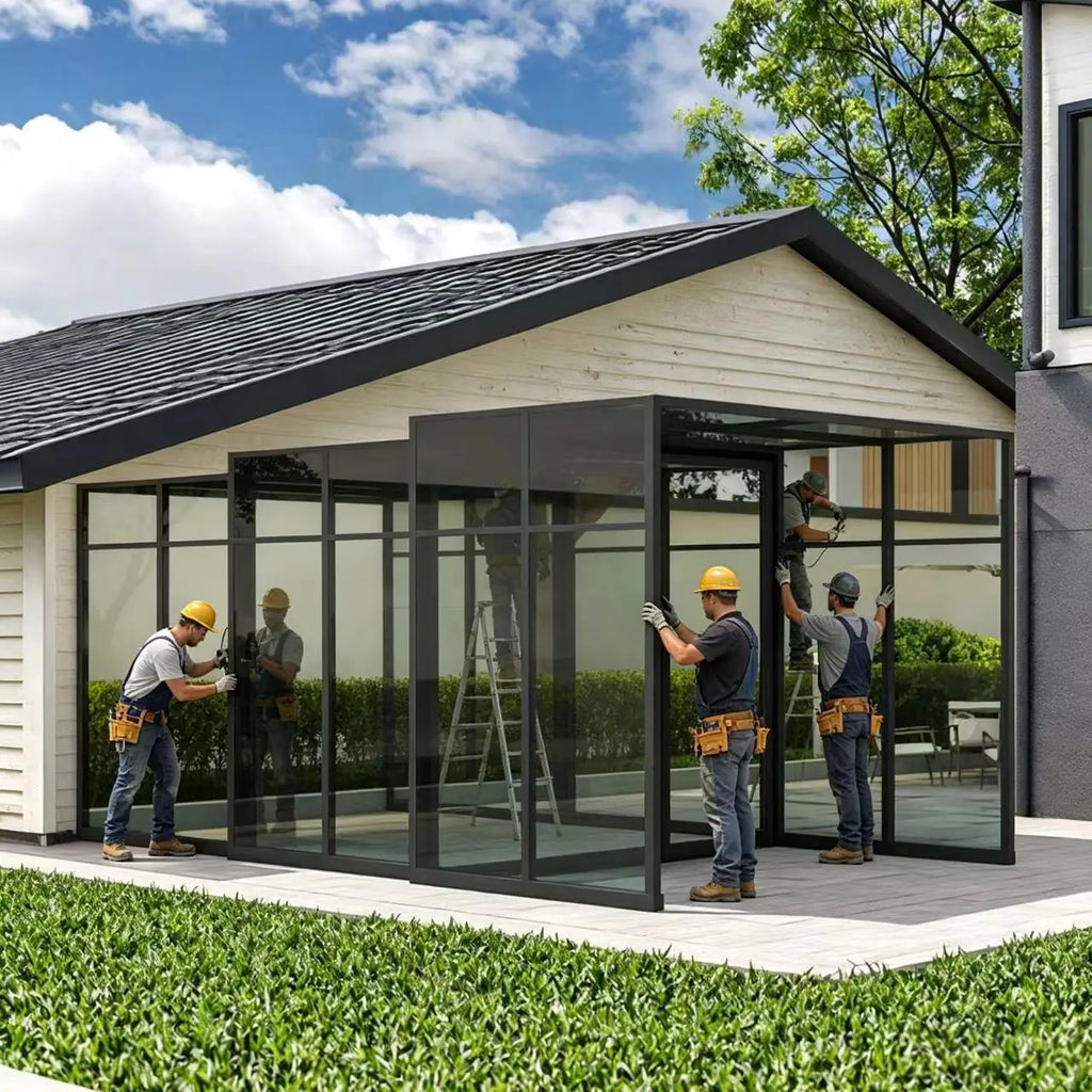 Toldo Retráctil Eléctrico Plegable de Aluminio, Techo Inteligente Automático para Garaje, Cochera, Hotel, Villa Residencial
