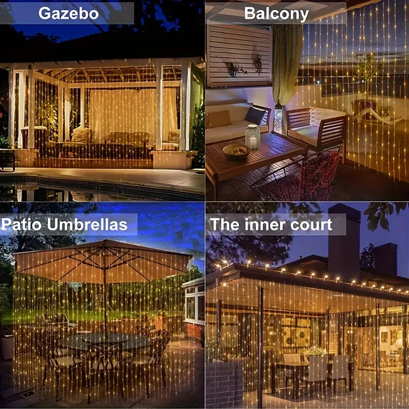 Luces de Cortina Solar LED para Jardín y Patio 100-300 LEDs