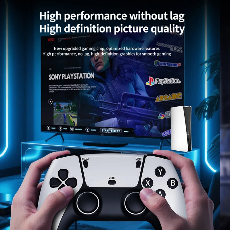Consola de Juegos RS5 TV, Control Inalámbrico de Doble Joystick, 20000+64GB, Doble Joystick, 4K Retro, Compatible con PC, Android, TV GAME