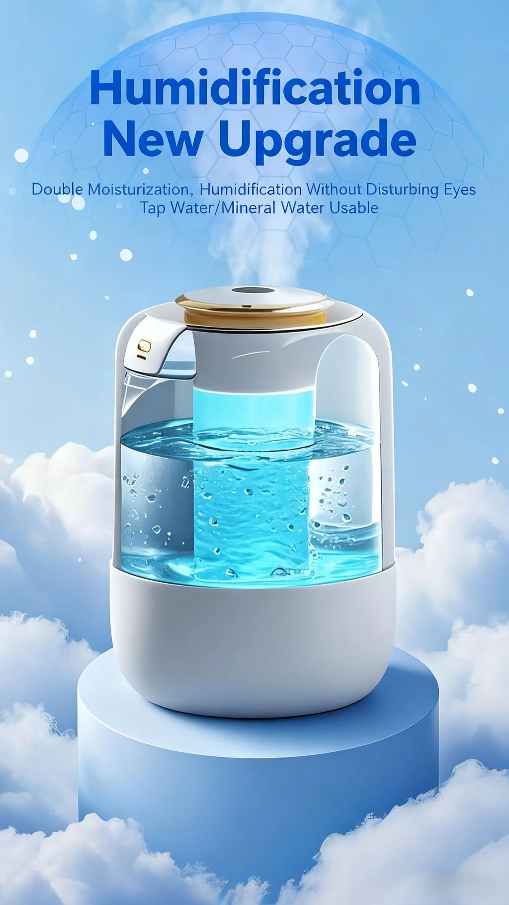 Humidificador de doble pulverización, luz ambiental, niebla silenciosa, sensor inteligente para monitoreo en tiempo real y ajuste de humedad