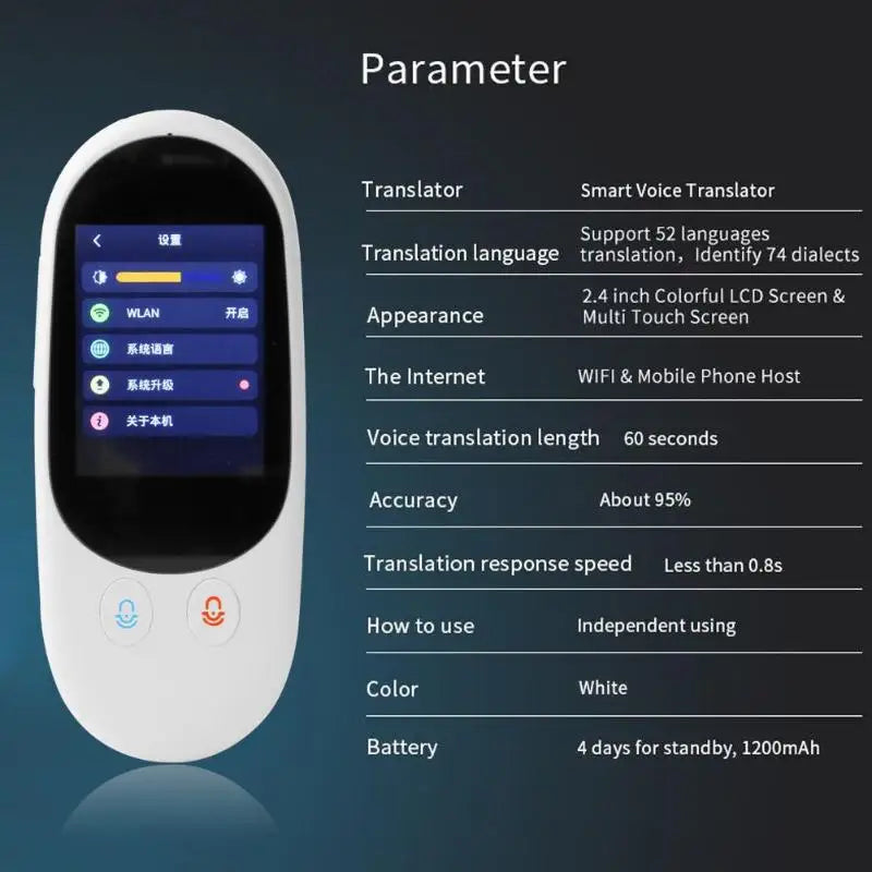Traductor de voz instantáneo inteligente F1, compatible con 126 idiomas, herramienta de traducción portátil en tiempo real, 1GB + 4GB