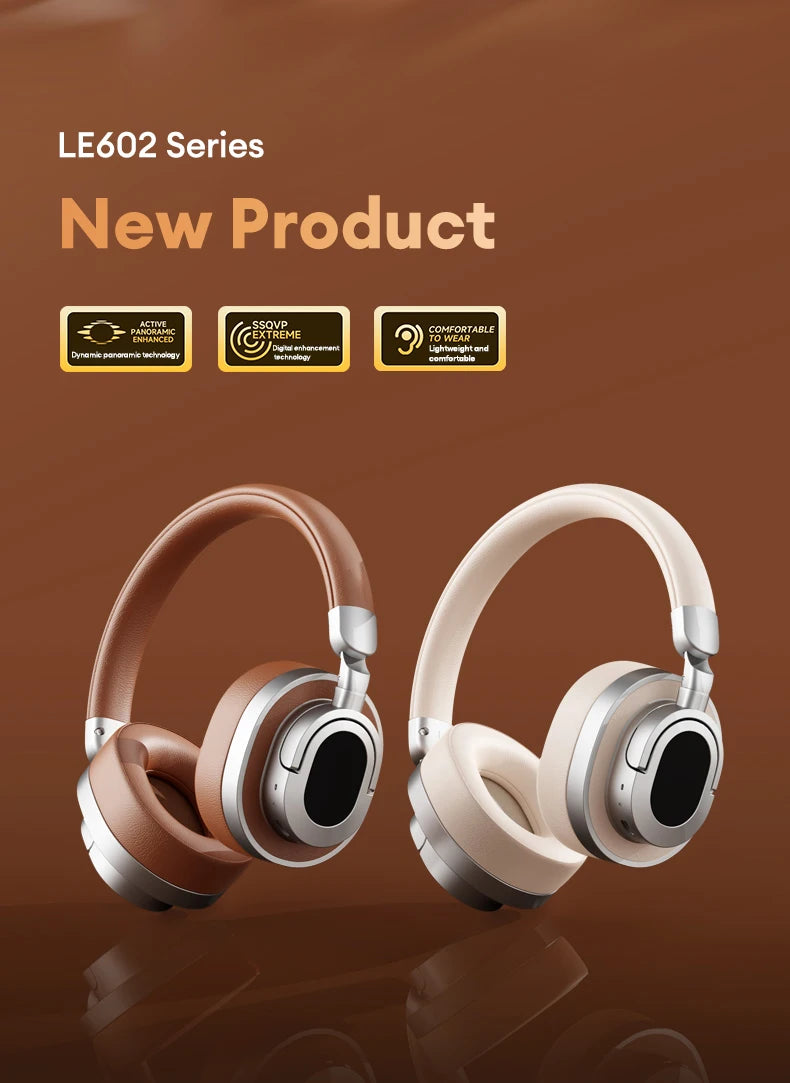Lenovo LE602 Bluetooth 6,0 auriculares supraaurales sonido estéreo HiFi auriculares de música de moda ENC HD llamada auriculares inalámbricos con cable