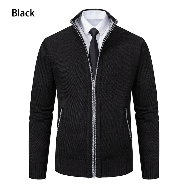 Buzo Cárdigan con Cremallera para Hombre – Cuello Alto y Forro Polar