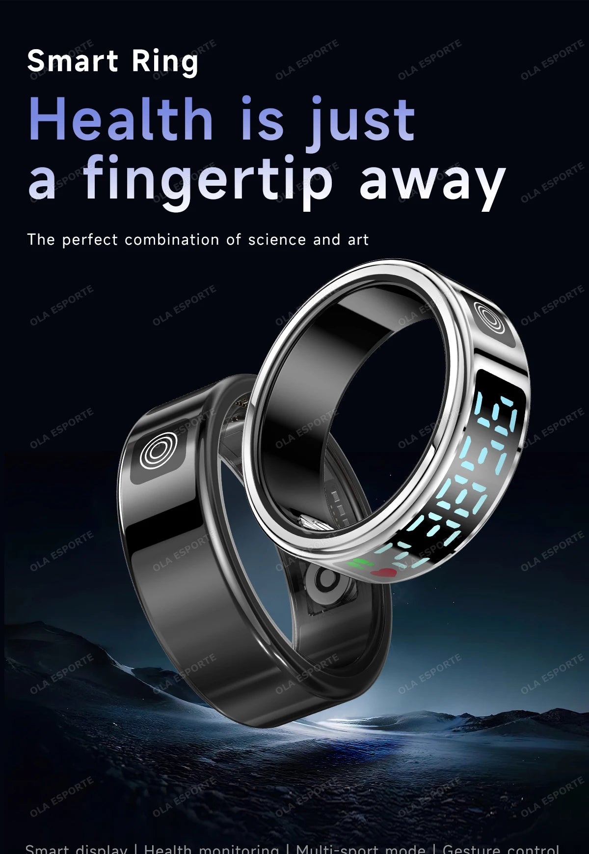 Nuevo Anillo Inteligente 2026 con Pantalla, Gestos, Video, Resistencia al Agua 5ATM, Cámara Remota, Monitoreo de Presión Arterial para Hombres y Mujeres