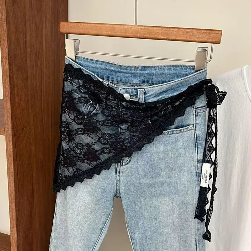 Minifalda de Encaje para Mujer Estilo Romántico con Capas Suaves