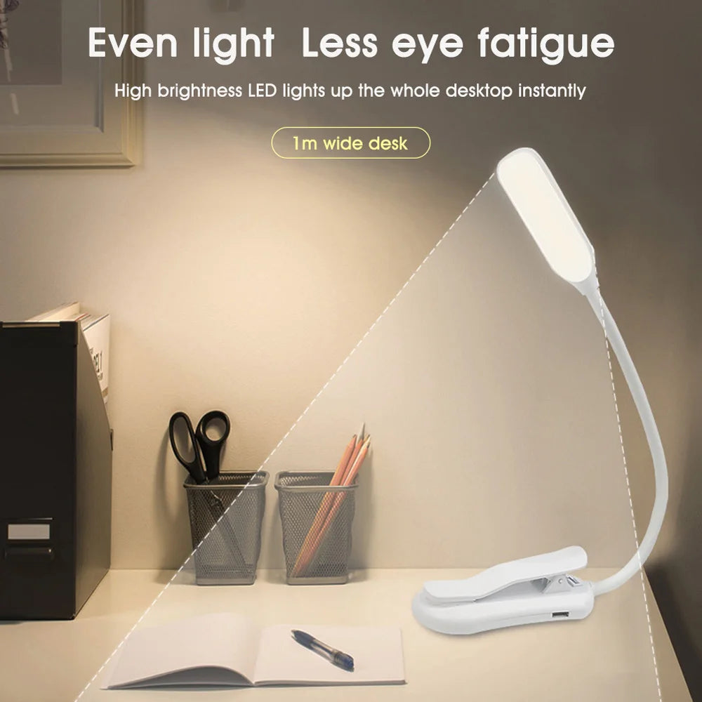 Luz de Lectura LED Clip Recargable USB 3 Niveles