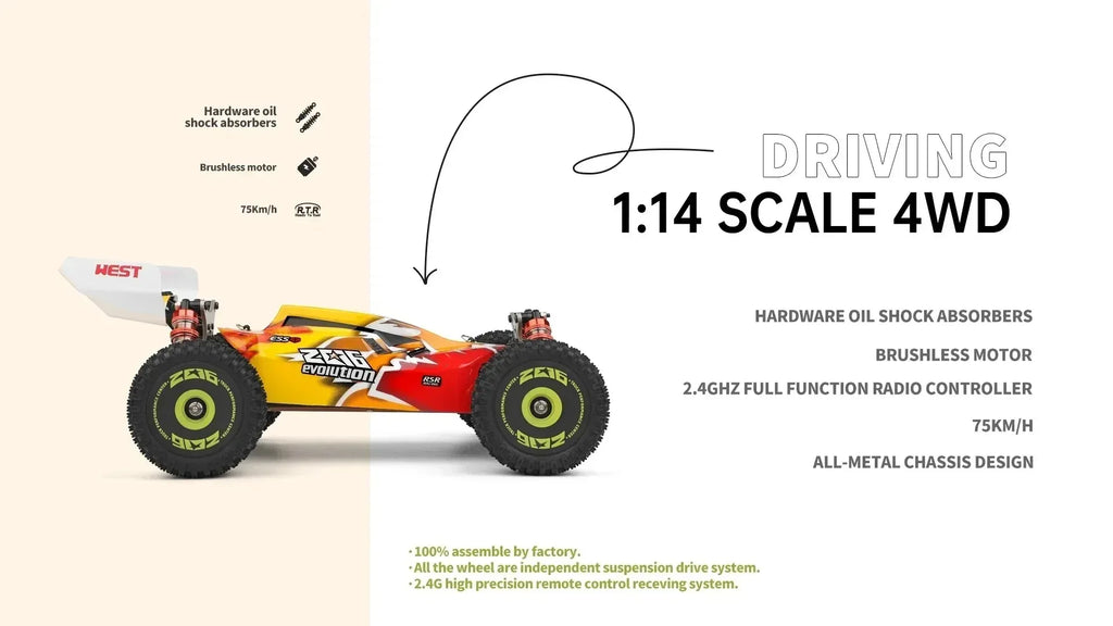 Coche Teledirigido WLtoys Todoterreno 4WD 2.4G hasta 75 km/h