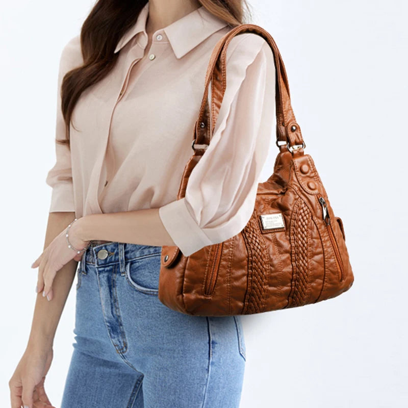 Bolso cruzado retro para mujer, bolso de hombro convertible de gran capacidad y bolso, piel sintética con cremallera, adecuado para da