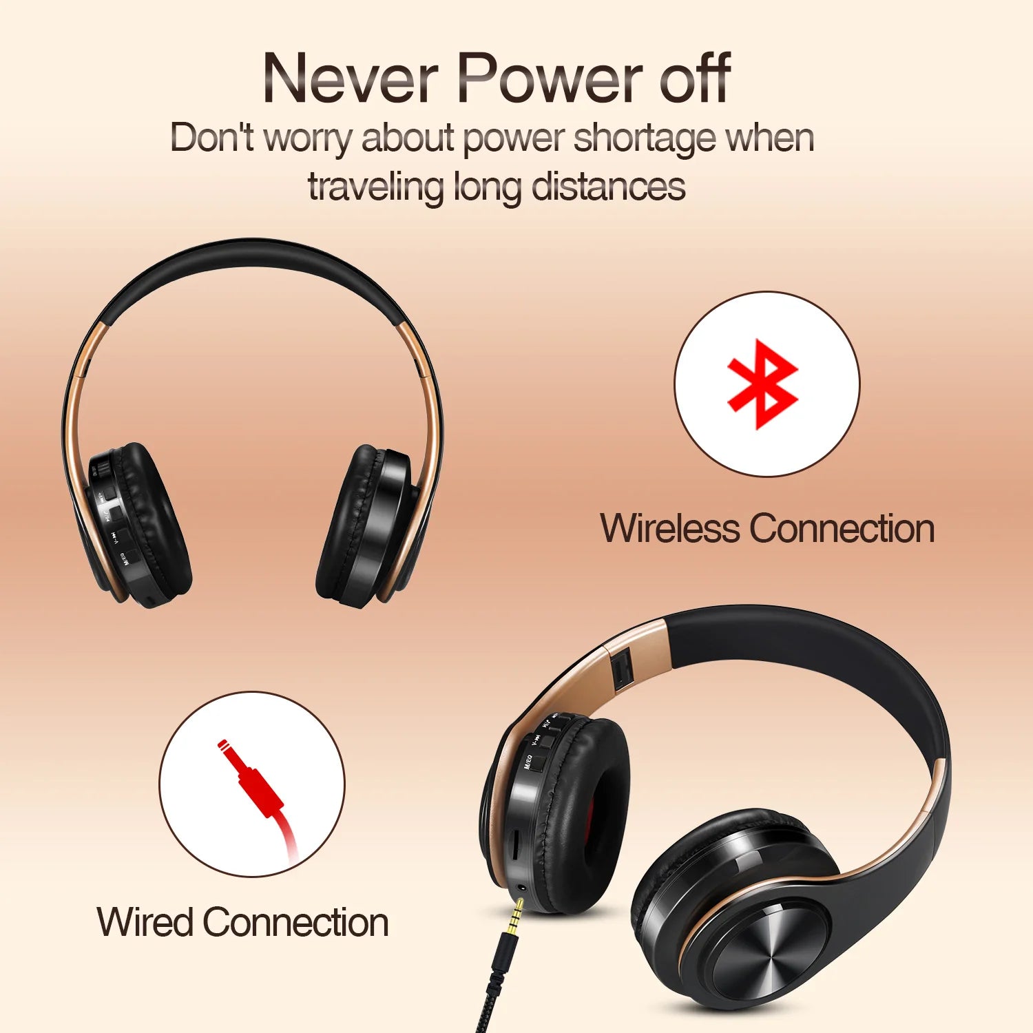 Auriculares Bluetooth 5.3 Inalámbricos con Micrófono y Radio FM