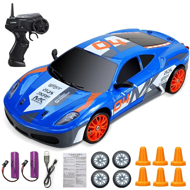 Coche de Carreras Teledirigido 2.4G 4WD, Modelos AE86, GTR, Ferrari, BMW