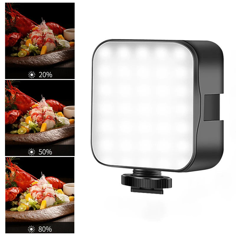 Luz LED de Relleno Recargable 6500K para Cámaras