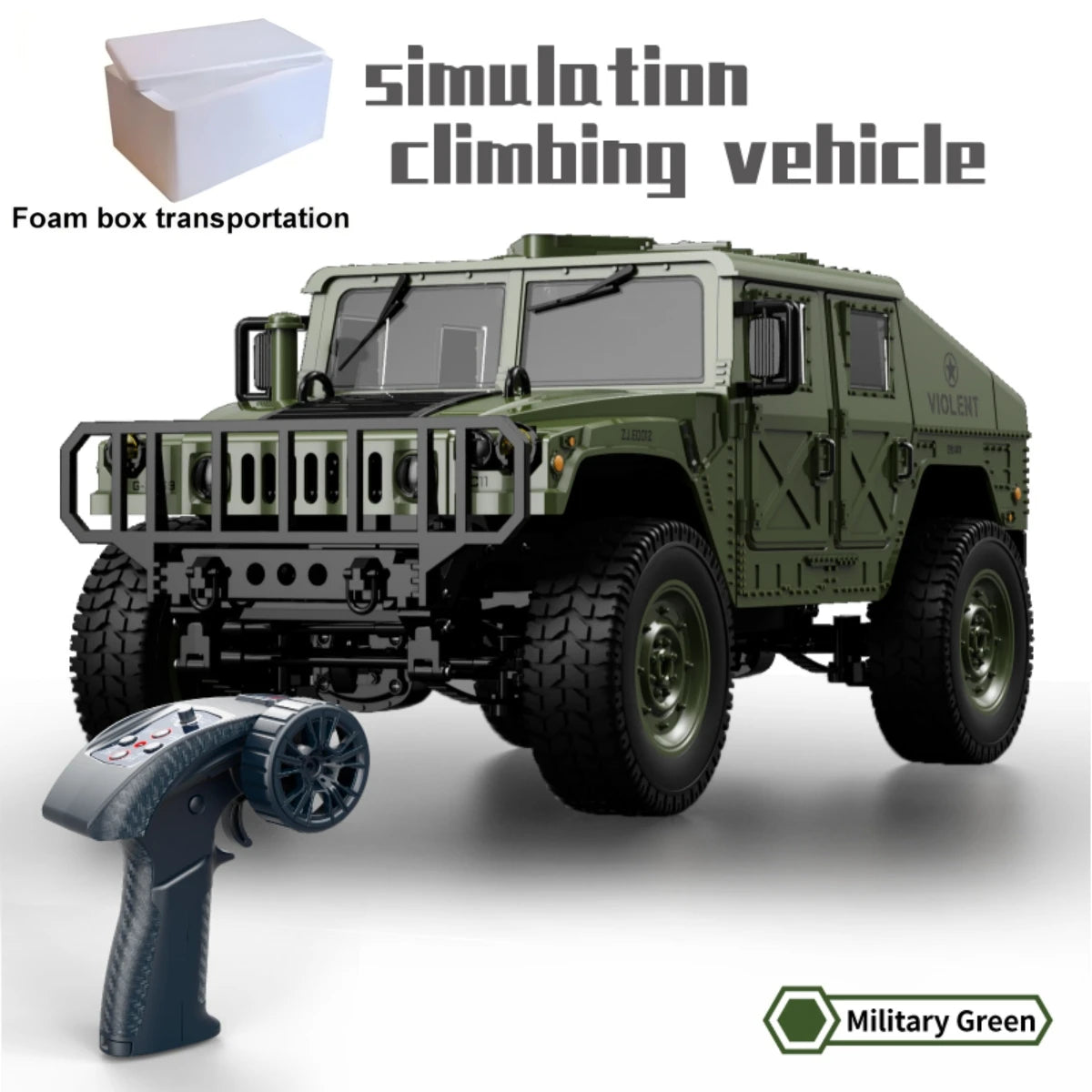 Coche RC Militar C8835, 2.4G 4WD 1:14, Vehículo de Escalada Todoterreno