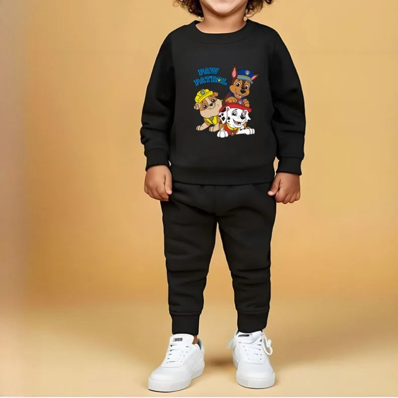 PAW Patrol primavera otoño niños jersey con cuello redondo y pantalón de chándal conjunto de dos piezas sudaderas con capucha casuales para niños conjuntos de ropa deportiva para niños traje