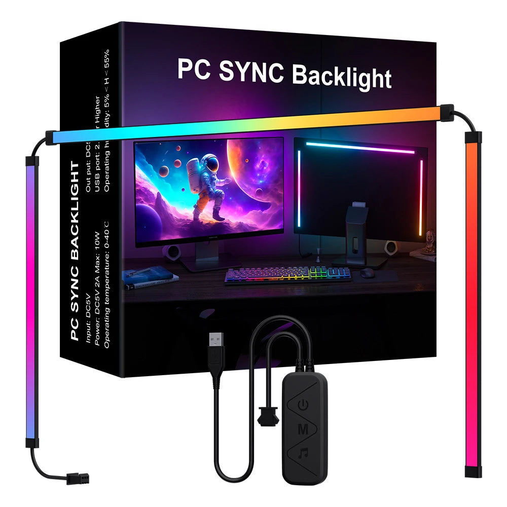 Tira de luces RGB para videojuegos, Monitor con retroiluminación, pantalla LED, sincronización de PC, pantalla de ambiente, aplicación, sincronización de música, decoración, sala de juegos, fiesta