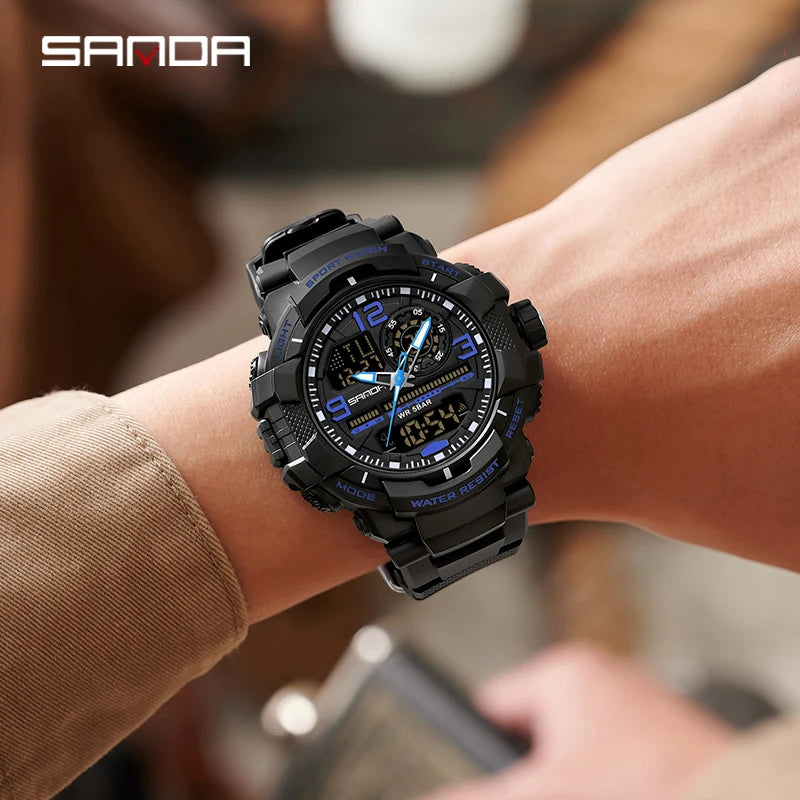 Reloj Deportivo SANDA Doble Pantalla para Hombre con Cronómetro