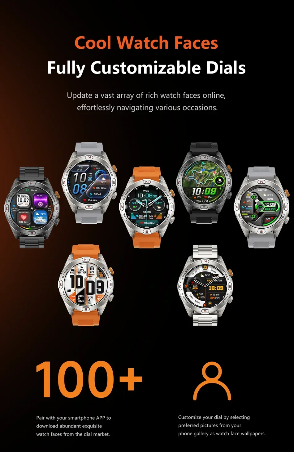 Reloj Inteligente Militar 1200mAh Brújula