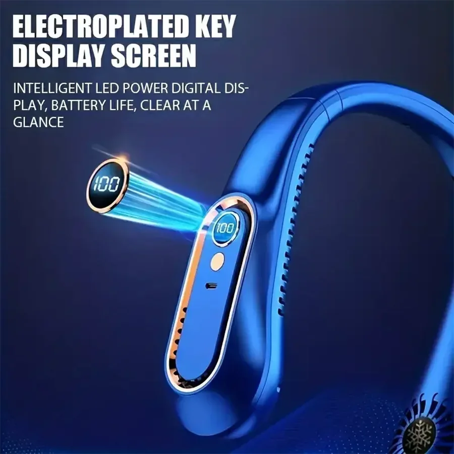 Ventilador de Cuello Portátil Sin Aspas con Pantalla LED