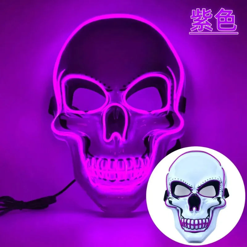 Máscara de Neón LED Luminosa para Fiestas, Máscara Divertida de The Purge: El Año de la Elección, Suministros de Disfraces para Festivales y Cosplay, Máscara de Esqueleto que Brilla en la Oscuridad