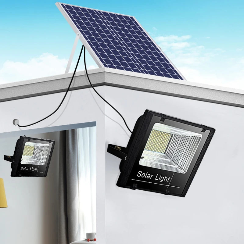 Reflector solar LED 400W 2 cabezales para jardín impermeable IP65