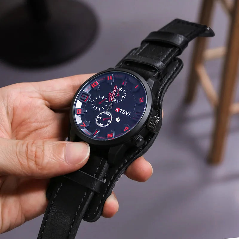 Relojes YIKAZE Retro para hombre, reloj clásico de cuarzo de lujo para negocios, reloj de pulsera militar con fecha y correa de cuero con esfera grande a la moda para hombre