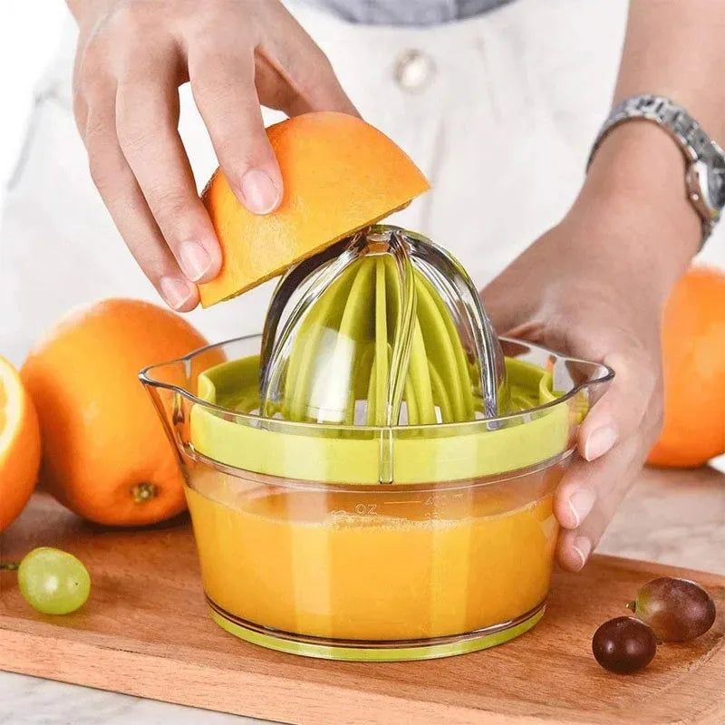Exprimidor Manual de Cítricos 4 en 1 para Limón y Naranja con Taza Medidora Integrada y Rallador