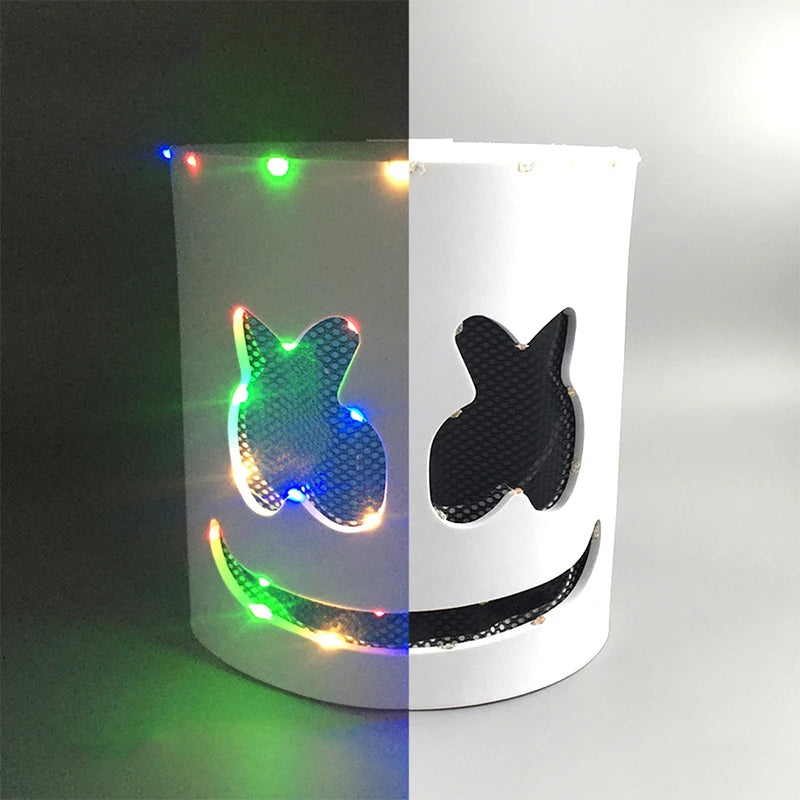 Máscara brillante de DJ Marshmello, barra de baile de Hip Hop, accesorios de espectáculo en club nocturno, máscara LED DIY de malvavisco Cos, máscara de DJ Disco para hombres, Disfraz