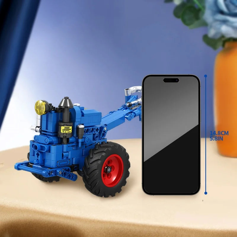Serie de herramientas de simulación, conjunto de tractor de mano retro, bloques de construcción, detalles 1:10, restauración, diseños móviles, regalo nostálgico para niños