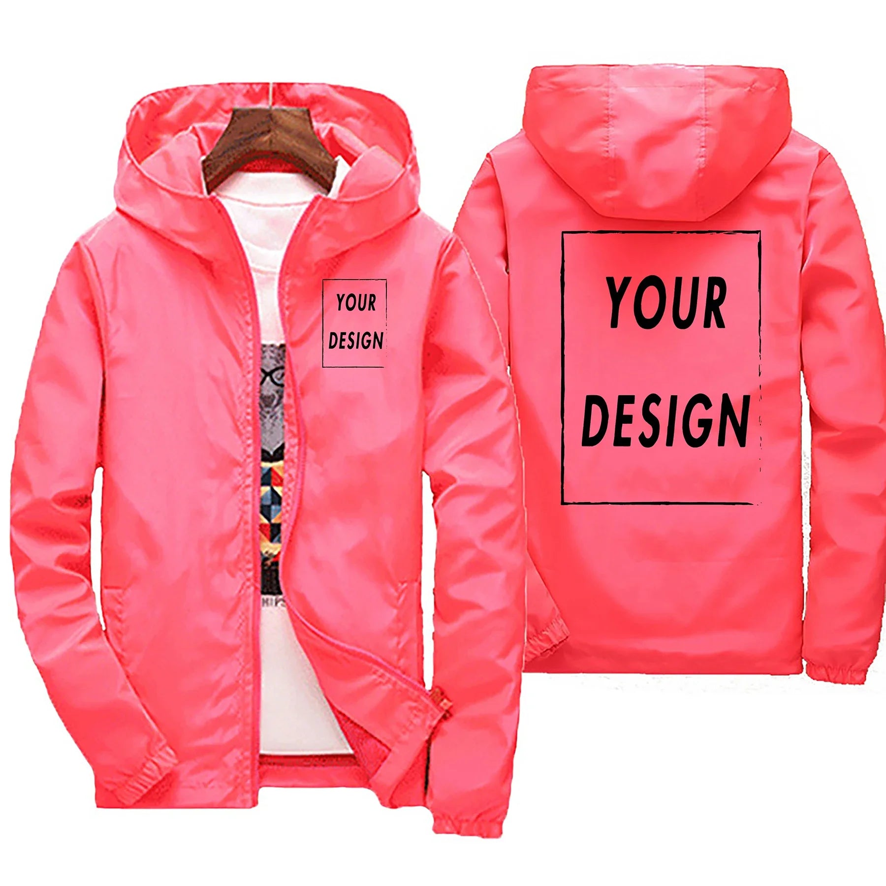 Chaqueta Cortavientos Impermeable para Hombre con Capucha
