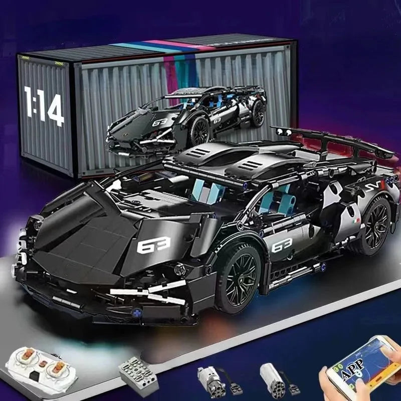 Modelo de coche deportivo de carreras técnico, bloques de construcción técnicos para adultos 1:14, supercoche DIY, rompecabezas de ladrillos, juguetes para niños y adultos, regalo (1280 + granulado)
