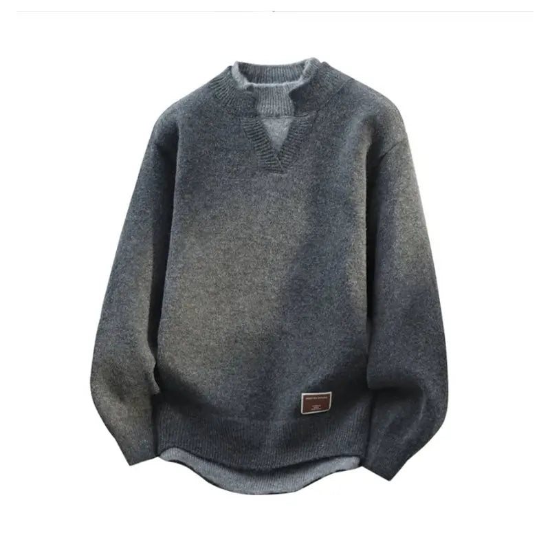 Jersey falso de dos piezas para hombre, cárdigan con cuello redondo, ropa de manga larga, suéter de punto informal juvenil cómodo y térmico
