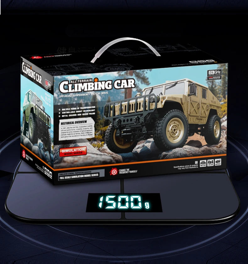 Coche RC Militar Crawler 4WD 2.4G 1:14, Vehículo Todoterreno con Accesorios