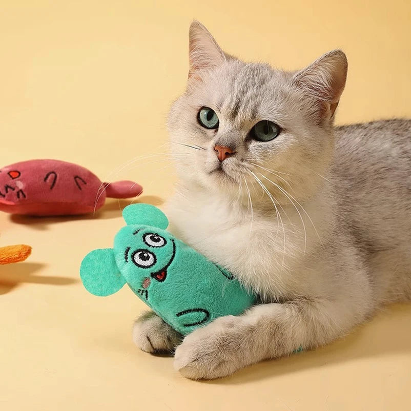 Juguetes con forma de perro y gato de dibujos animados, muñecos de peluche para cachorros resistentes a mordeduras, interactividad de autodenimiento para rechinar y limpiar los dientes