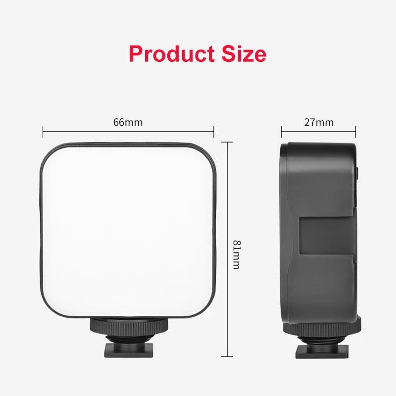Luz LED de Relleno Recargable 6500K para Cámaras