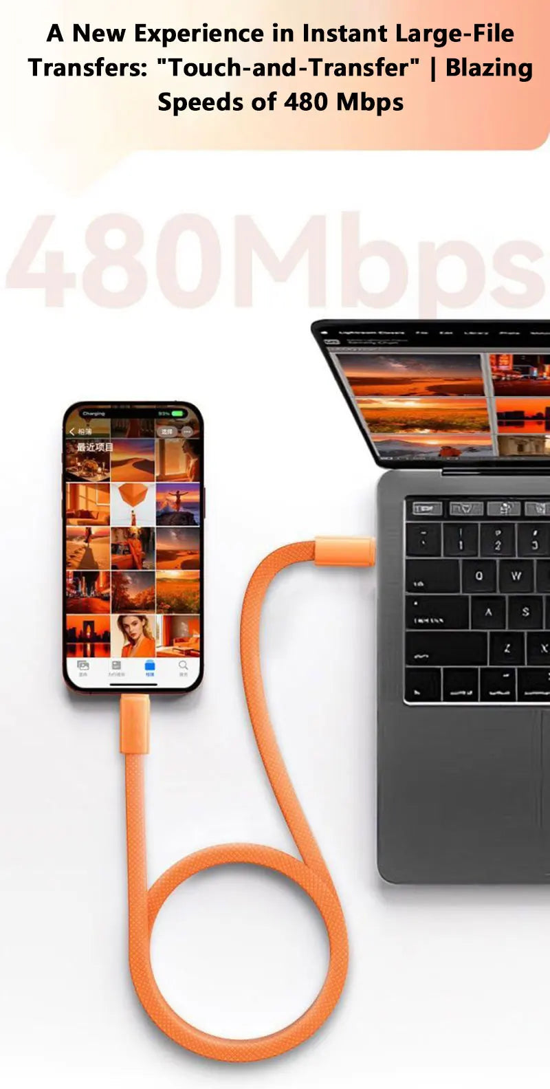 Cable USB-C a USB-C 120W Carga Rápida Trenzado de Nailon