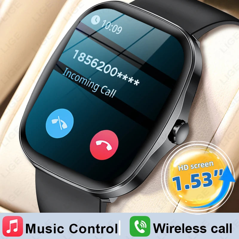 Reloj inteligente LIGE con llamadas Bluetooth, monitor cardíaco y IP68