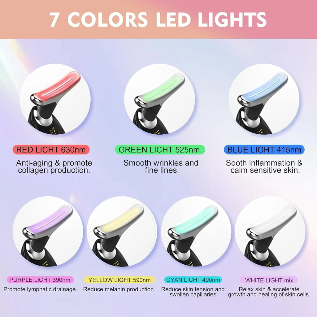 Masajeador Facial antiarrugas de 7 colores, dispositivo de belleza para el cuello y la cara, dispositivo de Estiramiento Facial para apretar la piel, herramienta para el cuidado de la piel de doble barbilla