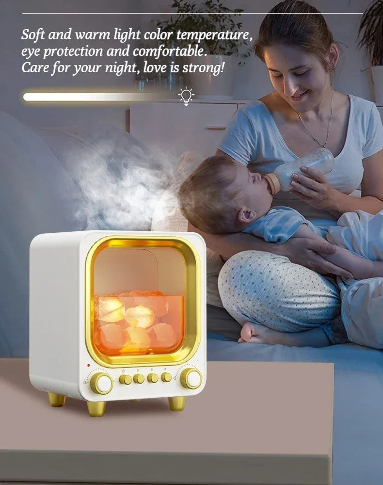 Altavoz Bluetooth Inalámbrico Portátil con Luz LED, Difusor de Aroma y Humidificador 3 en 1 de 160 ml, Luz Nocturna Cálida para Exteriores, Hogar y Auto