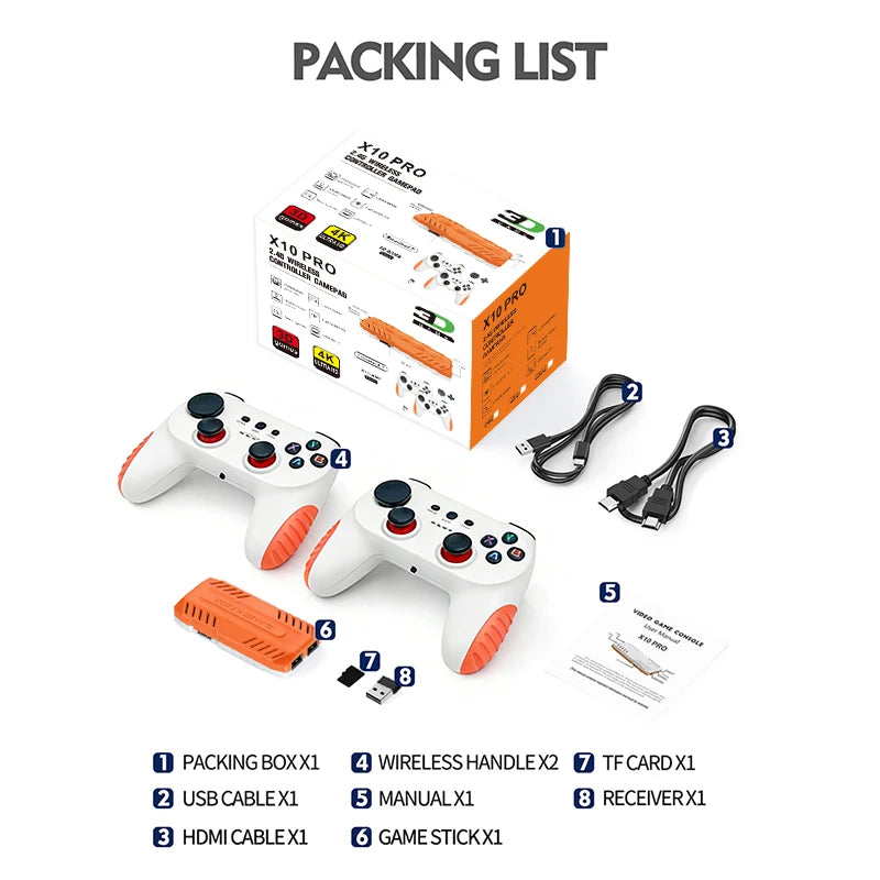 Consola de Juegos Retro Inalámbrica X10 PRO, 128 GB, Más de 50 000 Juegos, Compatible con Más de 40 Emuladores Clásicos para PS1/PSP, HDMI 4K, Regalos para Niños