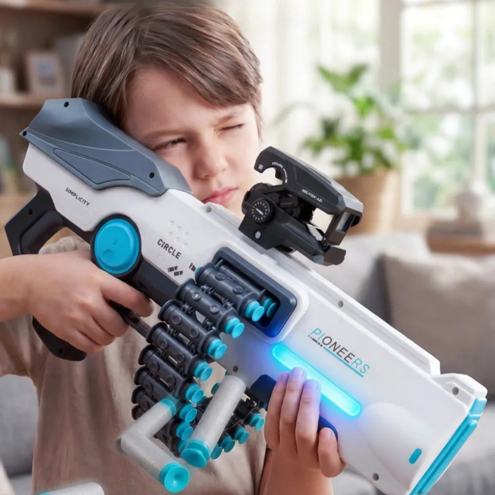 Pistola de Juguete de Doble Modo Eléctrico y Manual con Balas Suaves, Lanzador de Dardos de Espuma, Juguete para Exteriores, Regalo de Cumpleaños Ideal para Niños