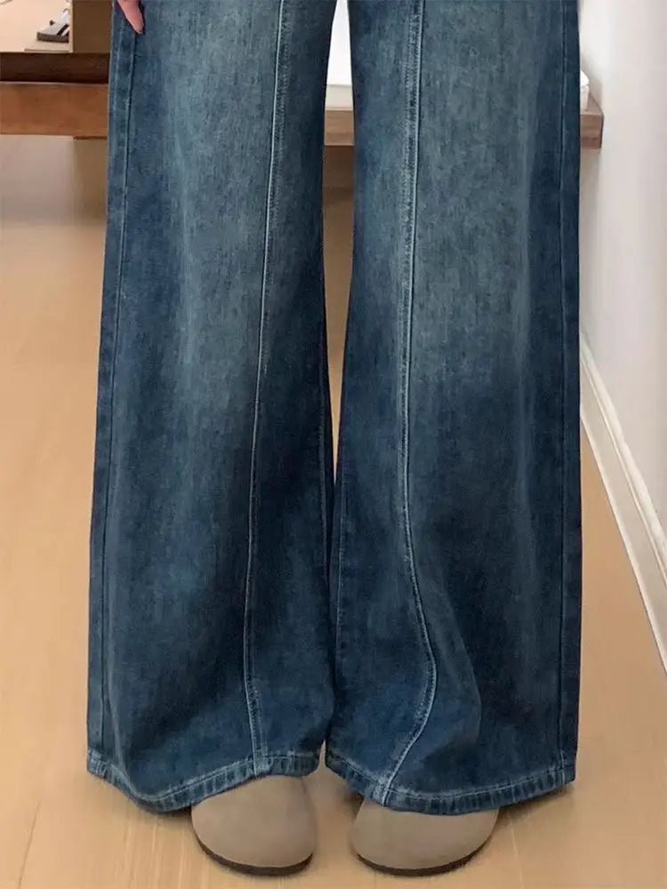 Pantalones Vaqueros de Pierna Ancha y Cintura Alta para Mujer