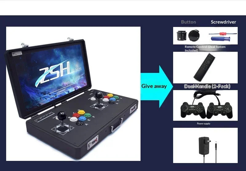 Máquina de Juegos Portátil de 20 Pulgadas, Plegable, con Doble Joystick, Sistema Dual, Máquina Integrada de Arcade para el Hogar, Pandora Moonlight Box
