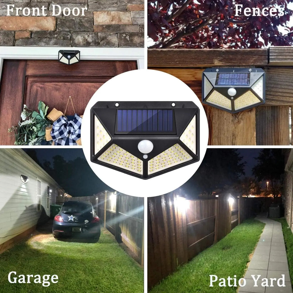 Lámpara Solar LED 100 Luces de Pared con Sensor de Movimiento