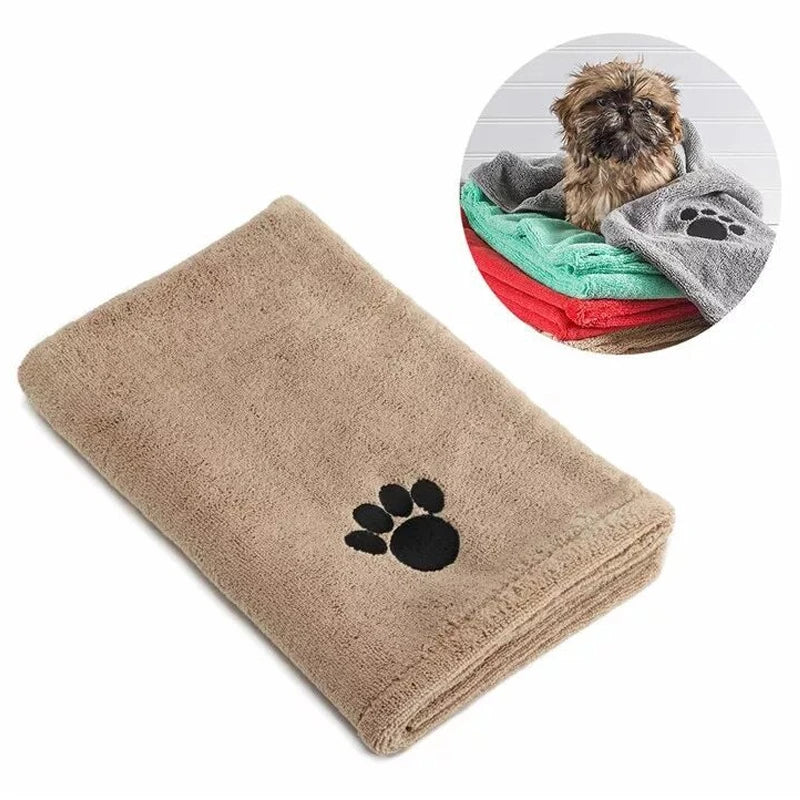 Toalla de baño de microfibra para mascotas, 35x75cm/50x100cm, bordada, súper suave, absorbente, para gatos y perros, suministros de aseo