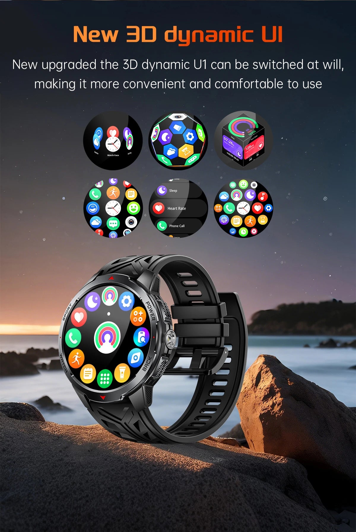 LIGE Reloj Inteligente Exterior 1100mAh Brújula